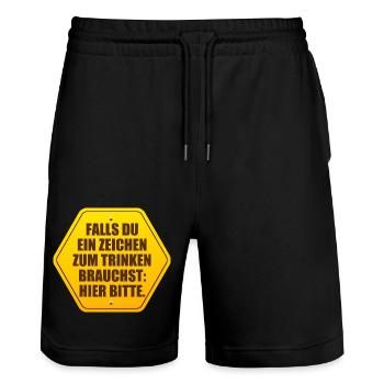 Zeichen Zum Trinken Saufshirt Mallorca Saufen Bier - Stanley/Stella Unisex Bio Joggingshorts Trainer  - Schwarz - Vorne - Nik (191cm) & Marisol (170cm)
