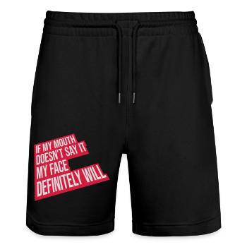 my face definitely will - Stanley/Stella Unisex Bio Joggingshorts Trainer  - Schwarz - Vorne - Nik (191cm) & Marisol (170cm)
