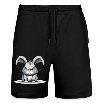 Zaar the Angry Rabbit - Stanley/Stella Trainer Unisex Organic Jogging Shorts - black - Front - Nik (191cm) & Marisol (170cm)