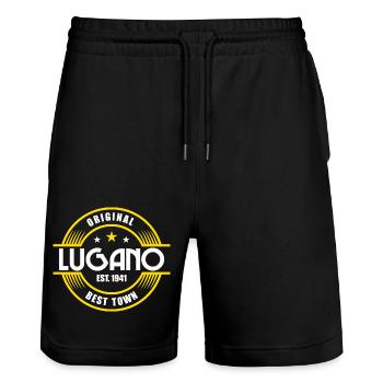 Lugano - Stanley/Stella Unisex Bio Joggingshorts Trainer  - Schwarz - Vorne - Nik (191cm) & Marisol (170cm)