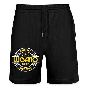 Lugano - Stanley/Stella Unisex Bio Joggingshorts Trainer  - Schwarz - Vorne - Nik (191cm) & Marisol (170cm)
