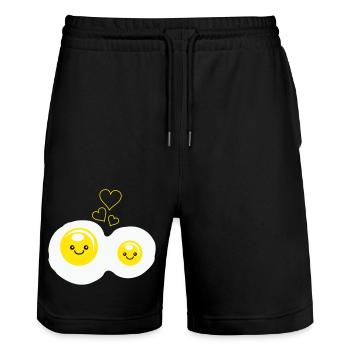 Fried Eggs Love - Stanley/Stella Trainer Unisex Organic Jogging Shorts - black - Front - Nik (191cm) & Marisol (170cm)