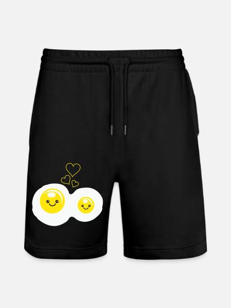 Fried Eggs Love - Stanley/Stella Trainer Unisex Organic Jogging Shorts - black