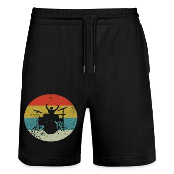 Drummer Retro Gift Drums - Short de jogging bio TRAINER Stanley/Stella unisexe - noir - Devant - Nik (191cm) & Marisol (170cm)