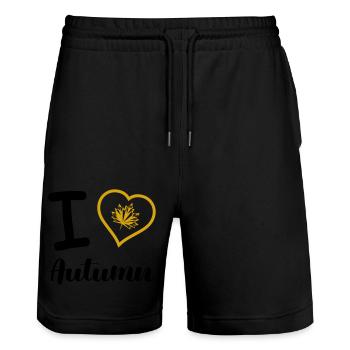 i love autumn - Stanley/Stella Unisex Bio Joggingshorts Trainer  - Schwarz - Vorne - Nik (191cm) & Marisol (170cm)