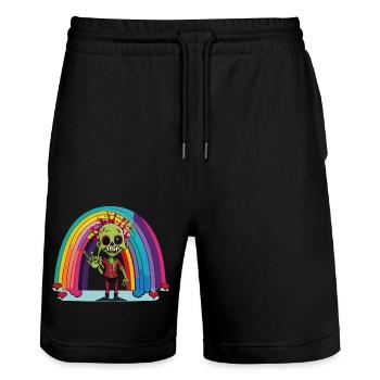 Pride Zombie 04 - Stanley/Stella Unisex Bio Joggingshorts Trainer  - Schwarz - Vorne - Nik (191cm) & Marisol (170cm)