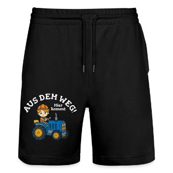 Traktor Junge Kinder Name Vorlage - Stanley/Stella Unisex Bio Joggingshorts Trainer  - Schwarz - Vorne - Nik (191cm) & Marisol (170cm)