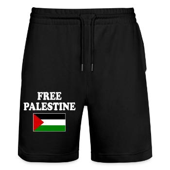 Free palestine - Short de jogging bio TRAINER Stanley/Stella unisexe - noir - Devant - Nik (191cm) & Marisol (170cm)