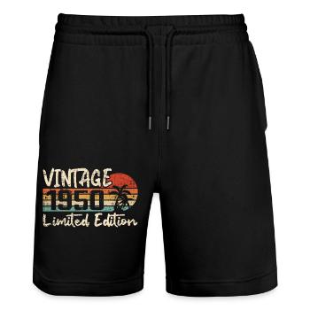 Vintage 1950er Vintage 1950er Jahre Geburtstagsgeschenk - Stanley/Stella Unisex Bio Joggingshorts Trainer  - Schwarz - Vorne - Nik (191cm) & Marisol (170cm)