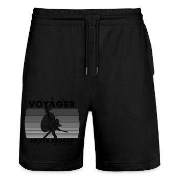 Never Forget Voyager 1977 Retro Funny Space Probe - Stanley/Stella Trainer Unisex Organic Jogging Shorts - black - Front - Nik (191cm) & Marisol (170cm)