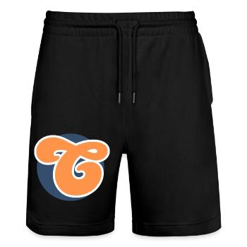 Letter c orange sport - Stanley/Stella Trainer Unisex Organic Jogging Shorts - black - Front - Nik (191cm) & Marisol (170cm)