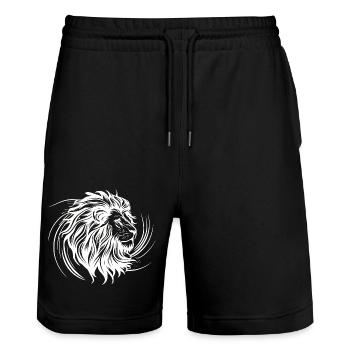 Tête de lion blanche - Short de jogging bio TRAINER Stanley/Stella unisexe - noir - Devant - Nik (191cm) & Marisol (170cm)
