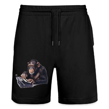 The Infinite Monkey Theorem, a thought adventure - Stanley/Stella Trainer Unisex Organic Jogging Shorts - black - Front - Nik (191cm) & Marisol (170cm)