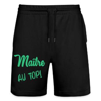 MEISTER - Stanley/Stella Unisex Bio Joggingshorts Trainer  - Schwarz - Vorne - Nik (191cm) & Marisol (170cm)