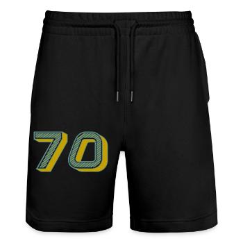70. 70 YEARS. 70th ANNIVERSARY. 70 YEARS ANNIVERSARY. - Stanley/Stella Trainer Unisex Organic Jogging Shorts - black - Front - Nik (191cm) & Marisol (170cm)