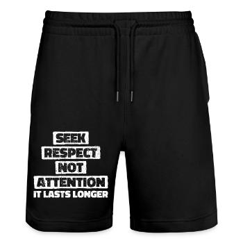 Loyauté, respect, amitié - motivation - Short de jogging bio TRAINER Stanley/Stella unisexe - noir - Devant - Nik (191cm) & Marisol (170cm)