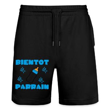 BALD PATE SEIN - Stanley/Stella Unisex Bio Joggingshorts Trainer  - Schwarz - Vorne - Nik (191cm) & Marisol (170cm)