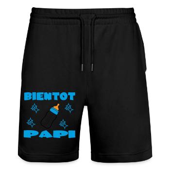 SOON TO BE A GRANDPA - Stanley/Stella Trainer Unisex Organic Jogging Shorts - black - Front - Nik (191cm) & Marisol (170cm)