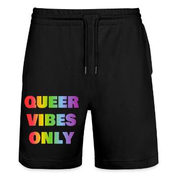 Queer vibes only - Stanley/Stella Trainer Unisex Organic Jogging Shorts - black - Front - Nik (191cm) & Marisol (170cm)
