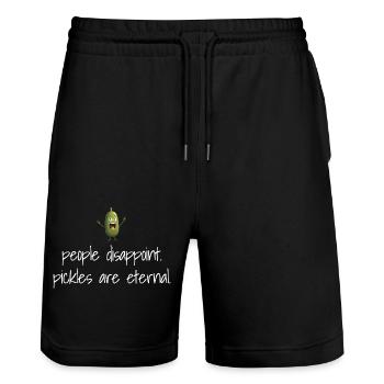 Les gens déçoivent. Les cornichons sont éternels L’amour des cornichons - Short de jogging bio TRAINER Stanley/Stella unisexe - noir - Devant - Nik (191cm) & Marisol (170cm)
