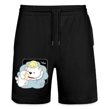 Chien Coréen - Style Japonais 03B - Short de jogging bio TRAINER Stanley/Stella unisexe - noir - Devant - Nik (191cm) & Marisol (170cm)