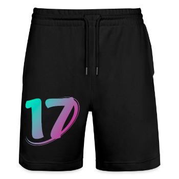 Nummer 17 mehrfarbig - Stanley/Stella Unisex Bio Joggingshorts Trainer  - Schwarz - Vorne - Nik (191cm) & Marisol (170cm)