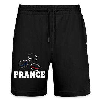 FRANCE flag and emblem of France. Endure - Stanley/Stella Trainer Unisex Organic Jogging Shorts - black - Front - Nik (191cm) & Marisol (170cm)