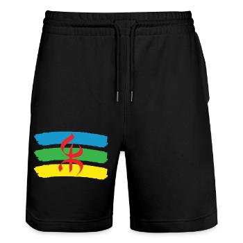 DRAPEAU AMAZIGH BERBERE YIFINAGH - Short de jogging bio TRAINER Stanley/Stella unisexe - noir - Devant - Nik (191cm) & Marisol (170cm)