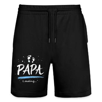 Papa 2025 Loading Geschenk für werdende Väter - Stanley/Stella Unisex Bio Joggingshorts Trainer  - Schwarz - Vorne - Nik (191cm) & Marisol (170cm)