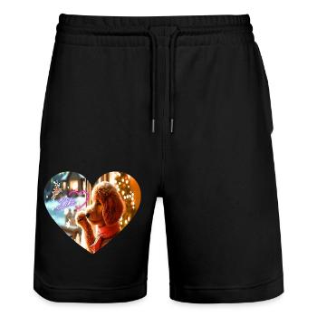 Puppy - Stanley/Stella Trainer Unisex Organic Jogging Shorts - black - Front - Nik (191cm) & Marisol (170cm)