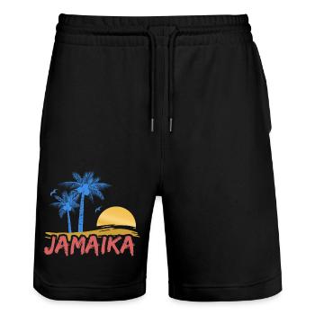 Strand Jamaika Jamaica - Stanley/Stella Unisex Bio Joggingshorts Trainer  - Schwarz - Vorne - Nik (191cm) & Marisol (170cm)
