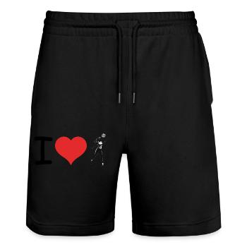 I love Volleyball - Fitness Design - Stanley/Stella Trainer Unisex Organic Jogging Shorts - black - Front - Nik (191cm) & Marisol (170cm)