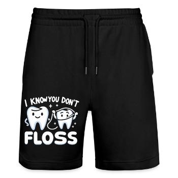 I Know You Don't Floss 13 - Stanley/Stella Unisex Bio Joggingshorts Trainer  - Schwarz - Vorne - Nik (191cm) & Marisol (170cm)