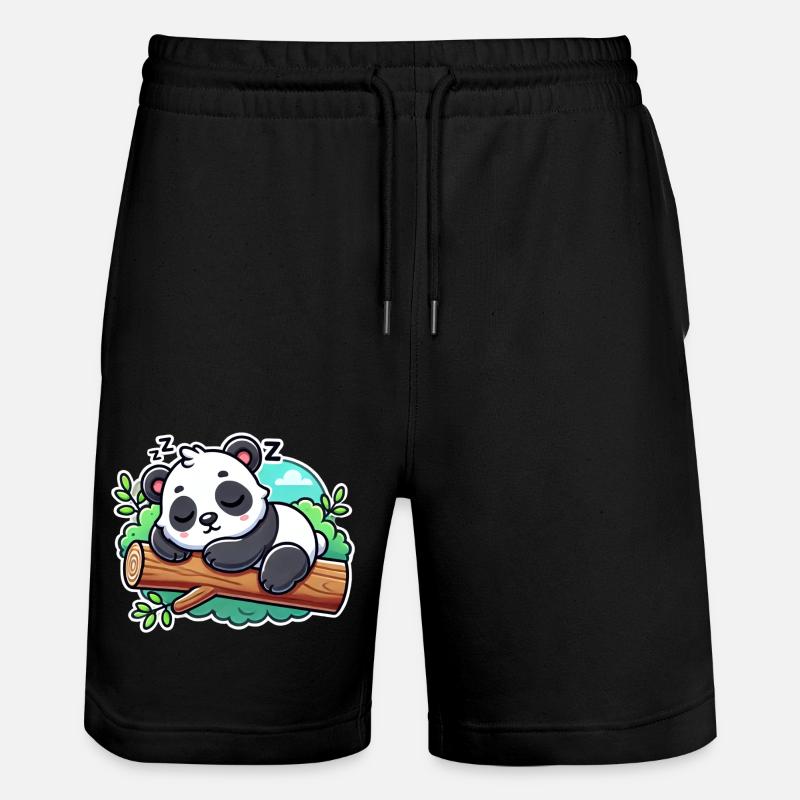Sleeping panda on a branch - Stanley/Stella Trainer Unisex Organic Jogging Shorts - black