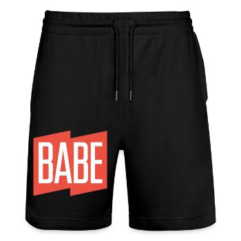 BABE - Short de jogging bio TRAINER Stanley/Stella unisexe - noir - Devant - Nik (191cm) & Marisol (170cm)
