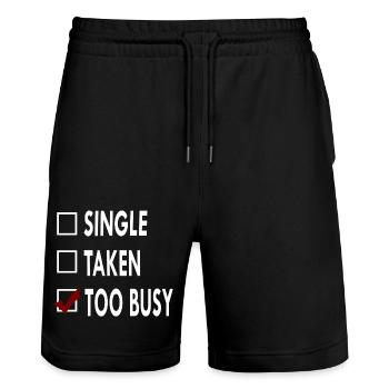 SINGLE TOO BUSY - Short de jogging bio TRAINER Stanley/Stella unisexe - noir - Devant - Nik (191cm) & Marisol (170cm)