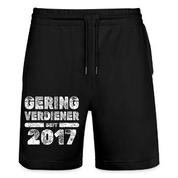 Vintage 2017 - Stanley/Stella Trainer Unisex Organic Jogging Shorts - black - Front - Nik (191cm) & Marisol (170cm)