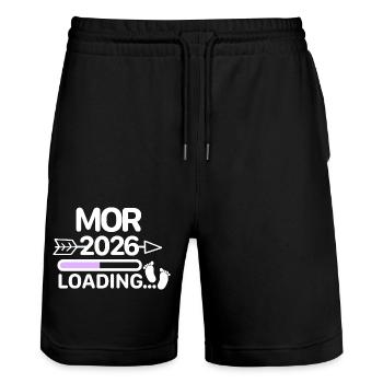 Mor 2027 Danish Pregnancy Announcement - Stanley/Stella Trainer Unisex Organic Jogging Shorts - black - Front - Nik (191cm) & Marisol (170cm)