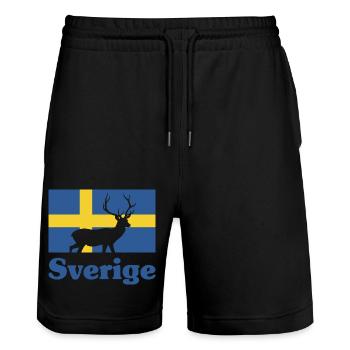 Drapeau de la Suède Cadeau Orignal - Short de jogging bio TRAINER Stanley/Stella unisexe - noir - Devant - Nik (191cm) & Marisol (170cm)