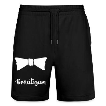 Fliege Bräutigam - Stanley/Stella Unisex Bio Joggingshorts Trainer  - Schwarz - Vorne - Nik (191cm) & Marisol (170cm)