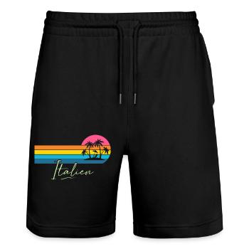 Italie - Short de jogging bio TRAINER Stanley/Stella unisexe - noir - Devant - Nik (191cm) & Marisol (170cm)