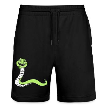 snake face head monster boese dangerous la - Stanley/Stella Trainer Unisex Organic Jogging Shorts - black - Front - Nik (191cm) & Marisol (170cm)