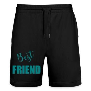 BEST FRIEND - Stanley/Stella Trainer Unisex Organic Jogging Shorts - black - Front - Nik (191cm) & Marisol (170cm)