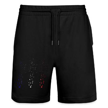 Blue White Red - Stanley/Stella Trainer Unisex Organic Jogging Shorts - black - Front - Nik (191cm) & Marisol (170cm)