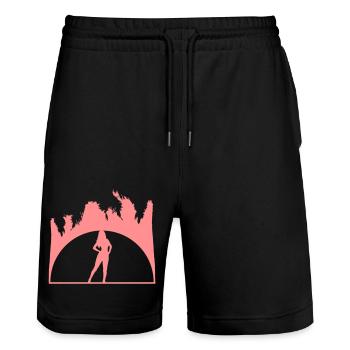 Mme Sexy Holiday - Short de jogging bio TRAINER Stanley/Stella unisexe - noir - Devant - Nik (191cm) & Marisol (170cm)