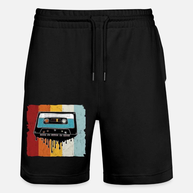 Retro Kassette schmelzend - Stanley/Stella Unisex Bio Joggingshorts Trainer  - Schwarz