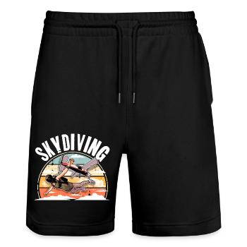 Skydiving Parachuting Parachute - Stanley/Stella Trainer Unisex Organic Jogging Shorts - black - Front - Nik (191cm) & Marisol (170cm)
