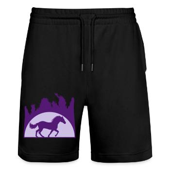 Sun Beach Palm Horse - Stanley/Stella Trainer Unisex Organic Jogging Shorts - black - Front - Nik (191cm) & Marisol (170cm)