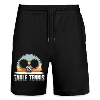 Ping-pong - Short de jogging bio TRAINER Stanley/Stella unisexe - noir - Devant - Nik (191cm) & Marisol (170cm)
