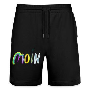 moin 8 - Stanley/Stella Unisex Bio Joggingshorts Trainer  - Schwarz - Vorne - Nik (191cm) & Marisol (170cm)